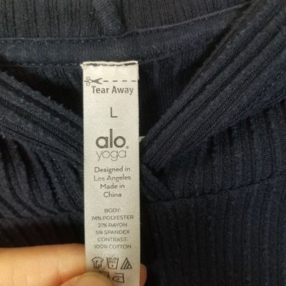 Alo Yoga Womens L Blue Ribbed Knit Muse Cropped Ho - Picture 7 of 8